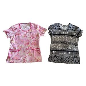 Set of 2 Scrub Tops Scrub Los Angeles Rose Uniforms Workwear Career Healthcare W